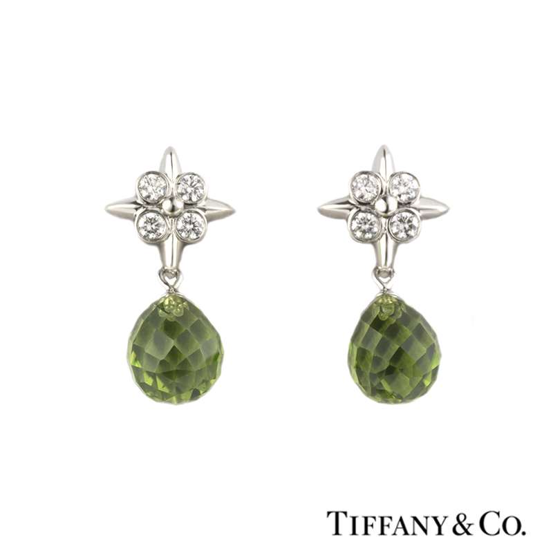 Co. Diamond and Peridot Drop Earrings 